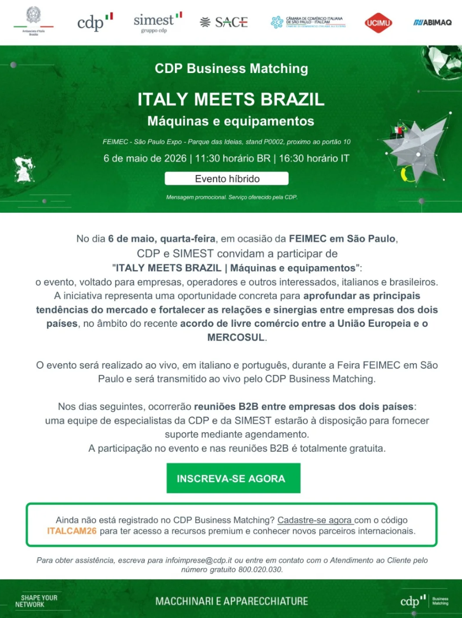 “ITALY MEETS BRAZIL | Máquinas e equipamentos”