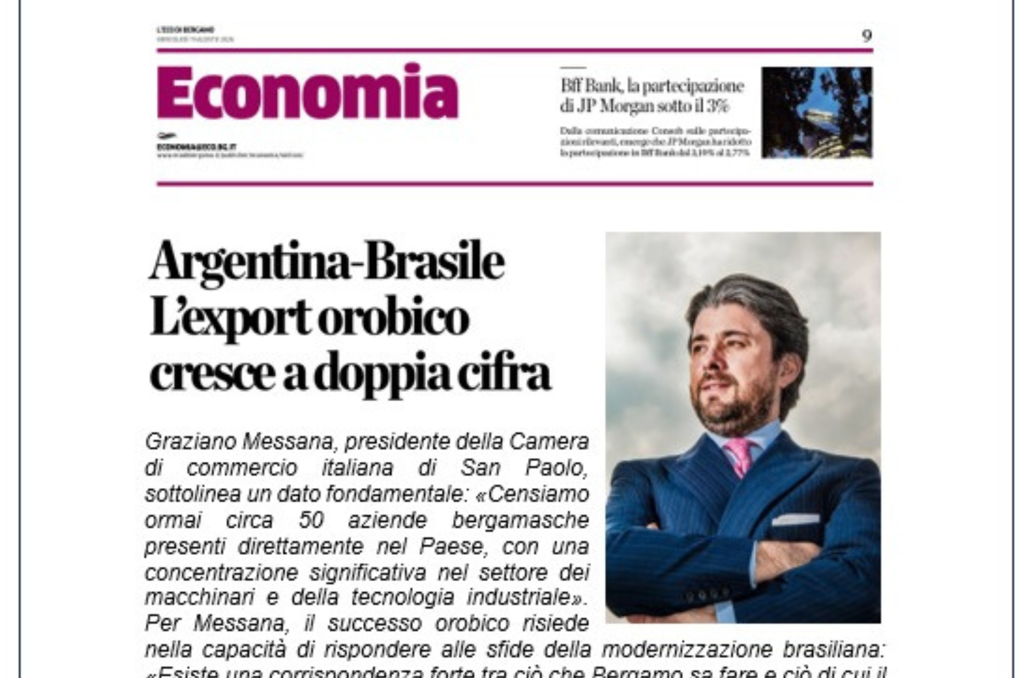 Bérgamo, protagonista do crescimento italiano no Brasil